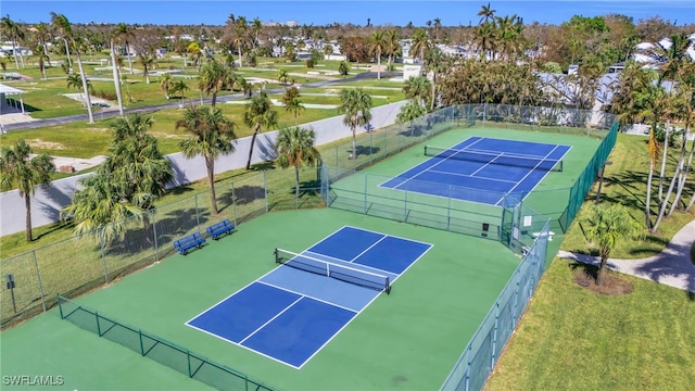 view of tennis court with basketball court