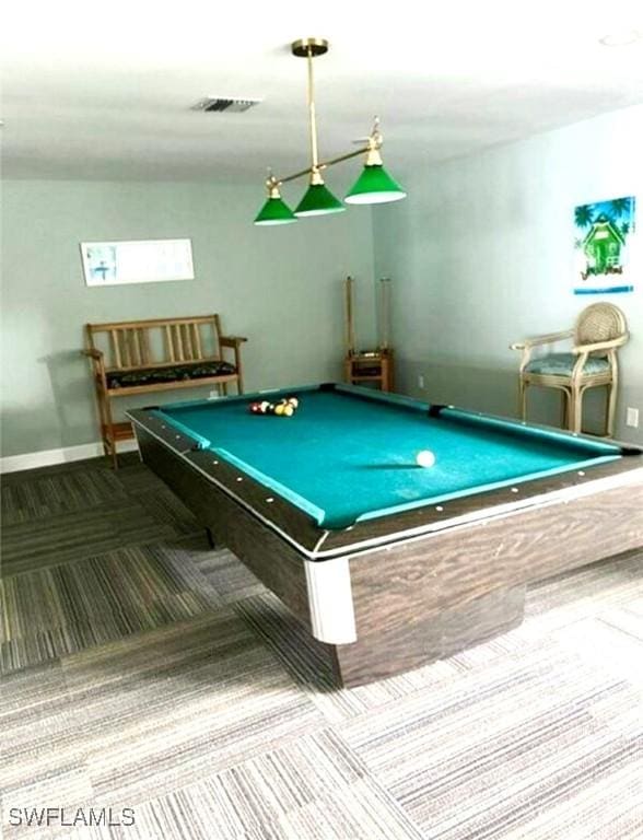 4301 Island Cir Unit 2, Fort Myers, FL 33919 - game room with billiards, baseboards, and carpet