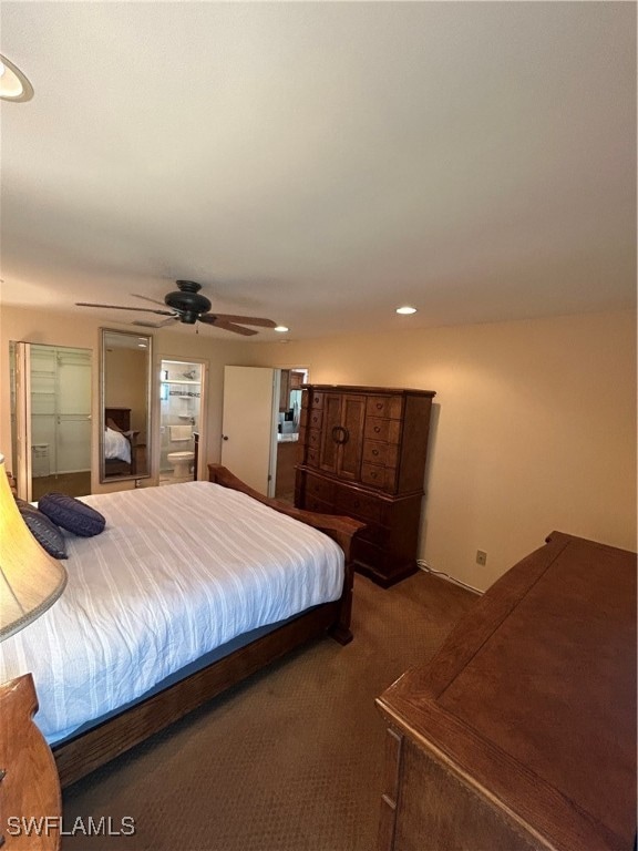 bedroom featuring carpet flooring and ceiling fan