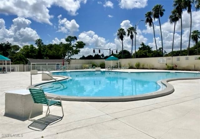 view of pool featuring a patio