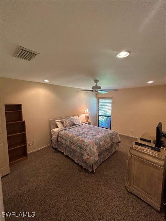 4301 Island Cir Unit 2, Fort Myers, FL 33919 - bedroom featuring carpet flooring, recessed lighting, ceiling fan, and baseboards