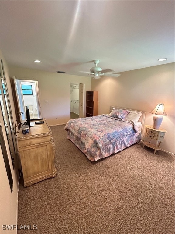 bedroom with carpet flooring and ceiling fan