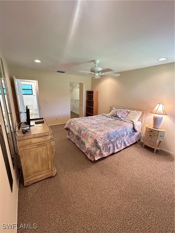 4301 Island Cir Unit 2, Fort Myers, FL 33919 - carpeted bedroom featuring recessed lighting, ceiling fan, and baseboards