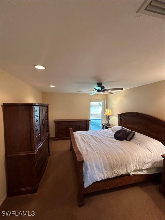 4301 Island Cir Unit 2, Fort Myers, FL 33919 - carpeted bedroom with recessed lighting and ceiling fan