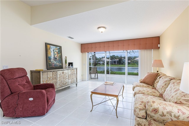 view of tiled living room