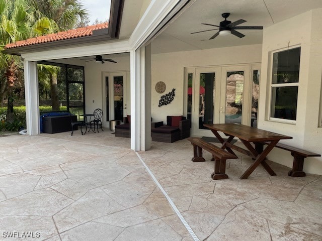 view of patio / terrace featuring ceiling fan and outdoor lounge area