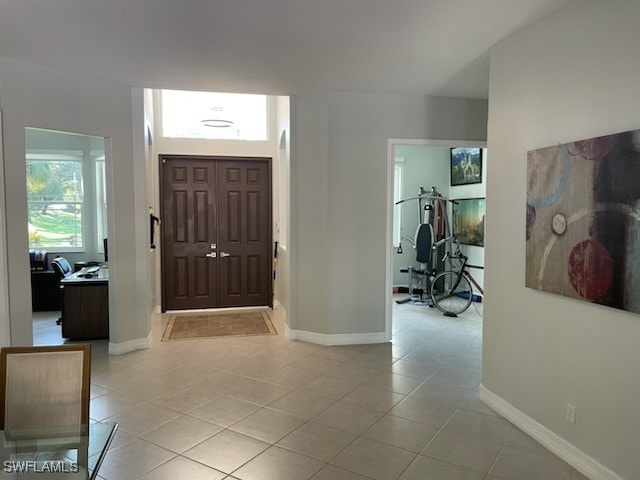 view of tiled foyer entrance