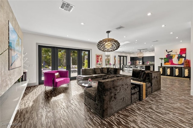 living room with french doors