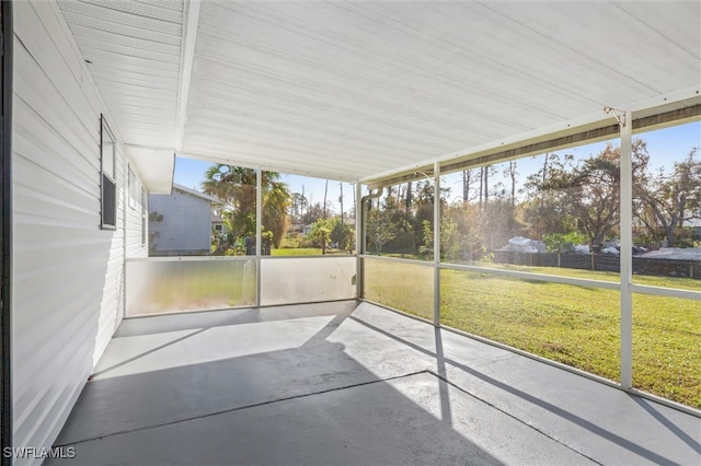 view of unfurnished sunroom