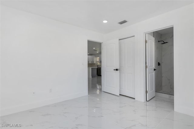 18289 Eblis Ave, Port Charlotte, FL 33948 - unfurnished bedroom featuring recessed lighting, baseboards, marble finish floor, and visible vents