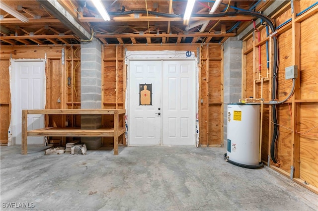 basement with electric water heater