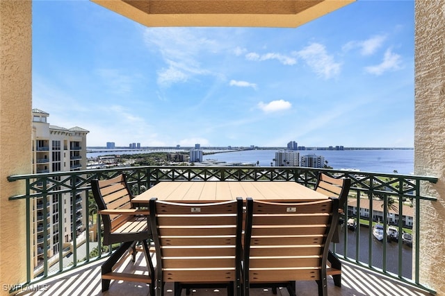 balcony with a water view