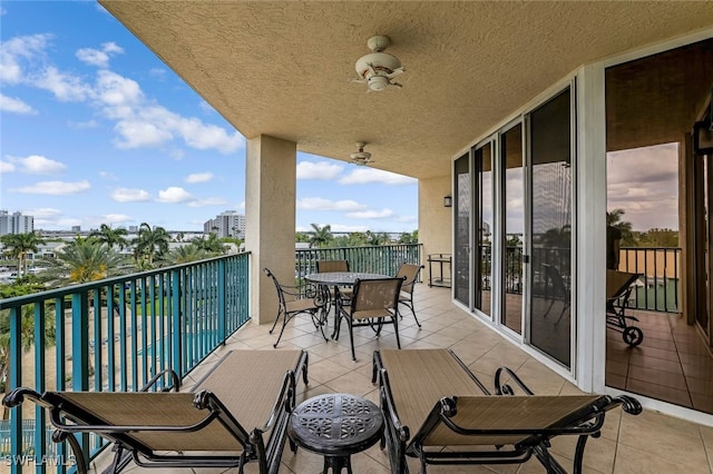 balcony with ceiling fan