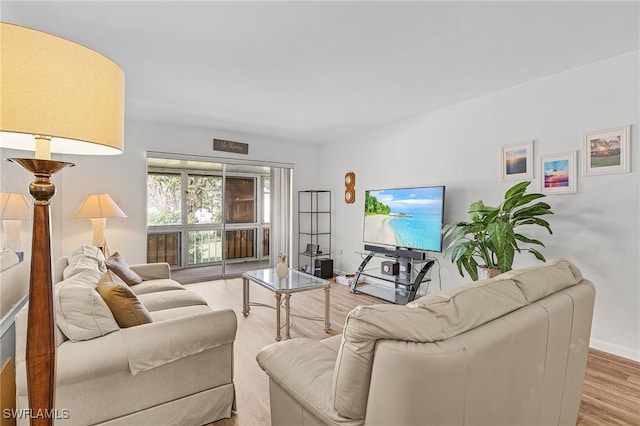 living room featuring light hardwood / wood-style floors