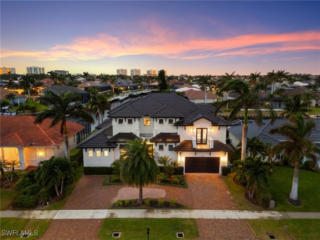 view of front of property featuring a garage