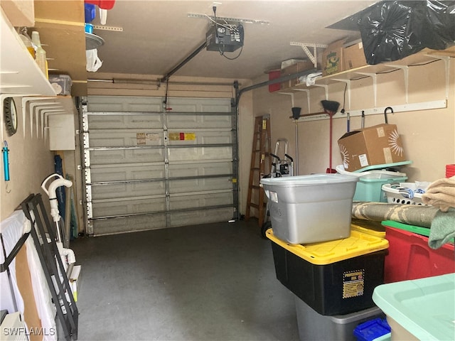 garage with a garage door opener