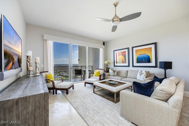 4851 Bonita Bay Blvd Unit 2203, Bonita Springs, FL 34134 - living area featuring a ceiling fan
