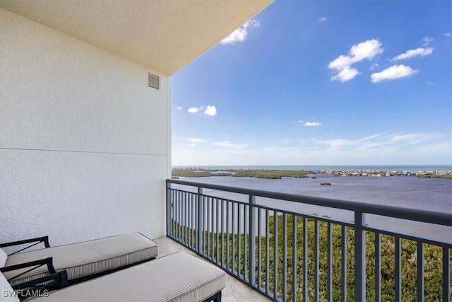 balcony with a water view