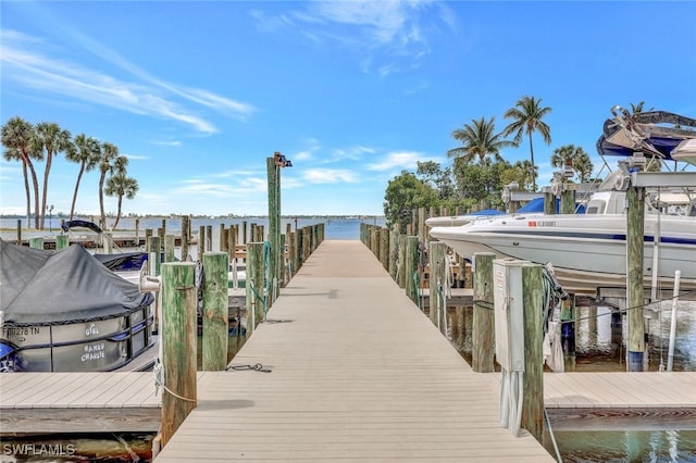 view of dock featuring a water view