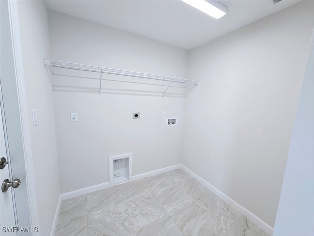 clothes washing area with washer hookup and electric dryer hookup