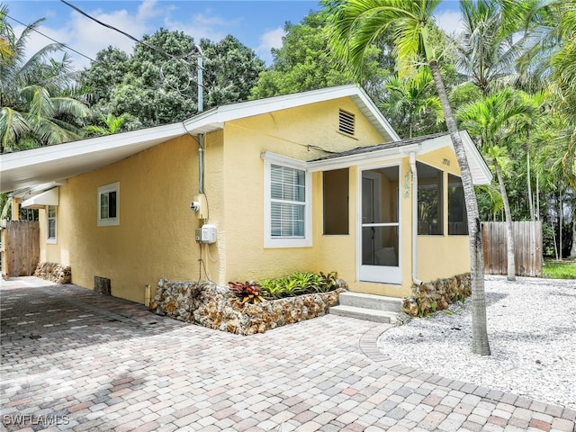 view of front of house with a patio