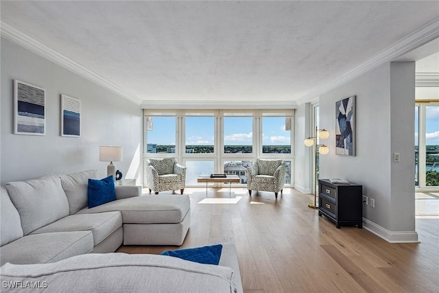 4031 Gulf Shore Blvd N Unit 95, Naples, FL 34103 - living area with wood finished floors, ornamental molding, and baseboards