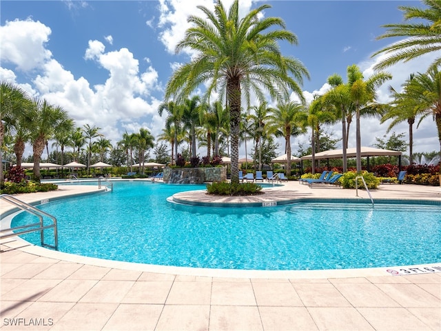 view of swimming pool featuring a patio