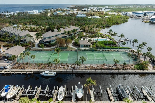 bird's eye view featuring a water view