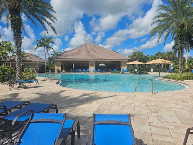 view of pool with a patio area