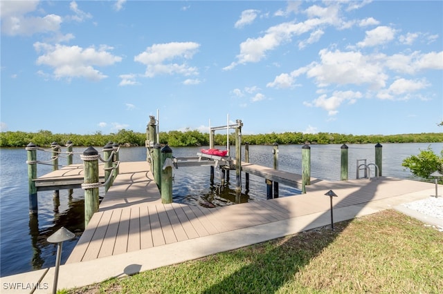 dock area featuring a water view