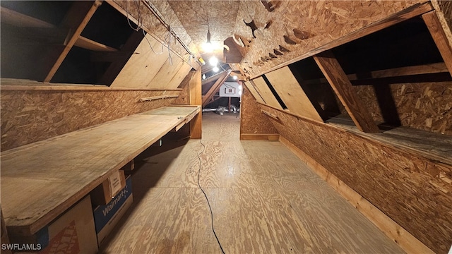 view of unfinished attic