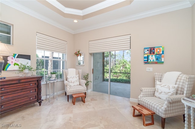 sitting room with crown molding