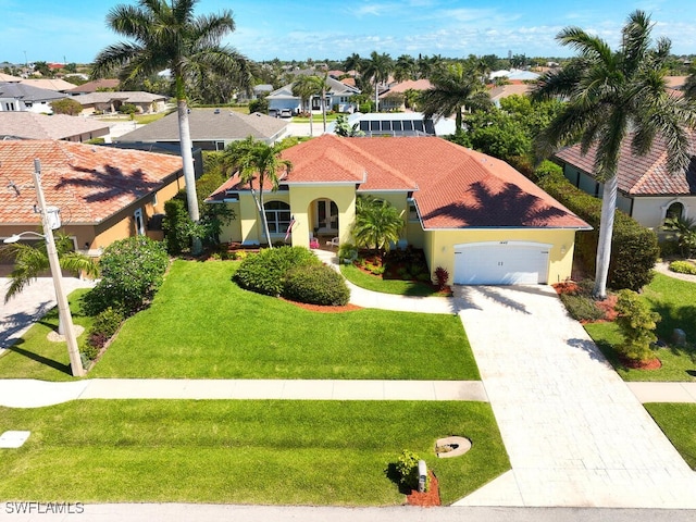 1442 Biscayne Way, Marco Island, FL 34145 - mediterranean / spanish house featuring an attached garage, stucco siding, driveway, and a residential view