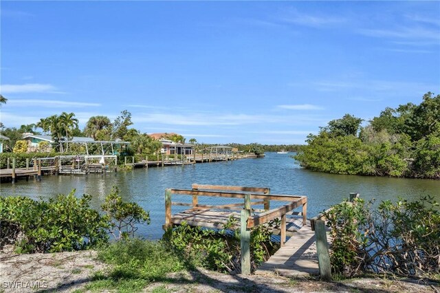 dock area featuring a water view