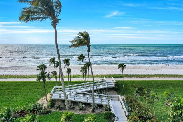 view of water feature featuring a view of the beach