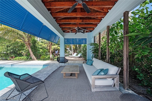 view of patio / terrace with an outdoor hangout area and ceiling fan