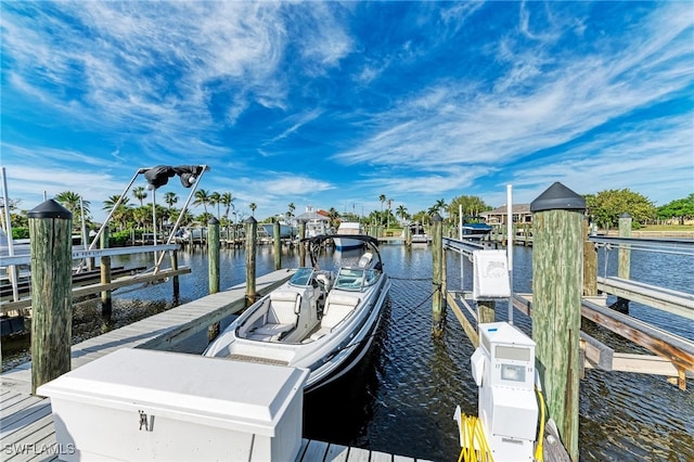 dock area featuring a water view