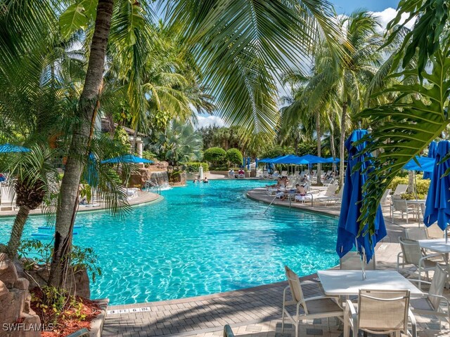 view of pool featuring a patio