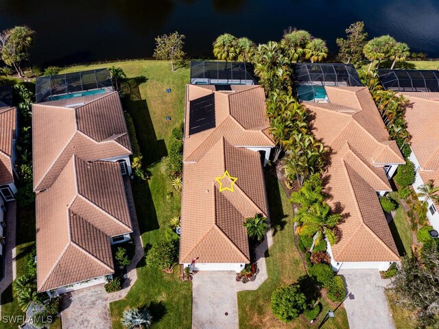 bird's eye view featuring a water view