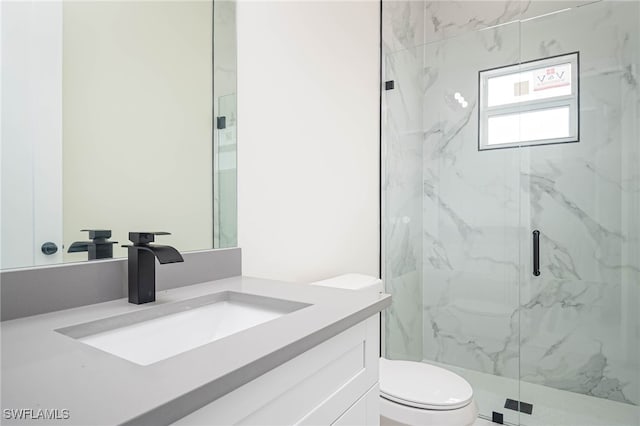 1949 Mariano St, Lehigh Acres, FL 33972 - bathroom featuring a marble finish shower, toilet, and vanity