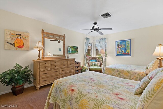 bedroom with carpet flooring and ceiling fan