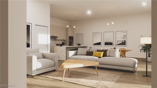 living room with light wood-type flooring