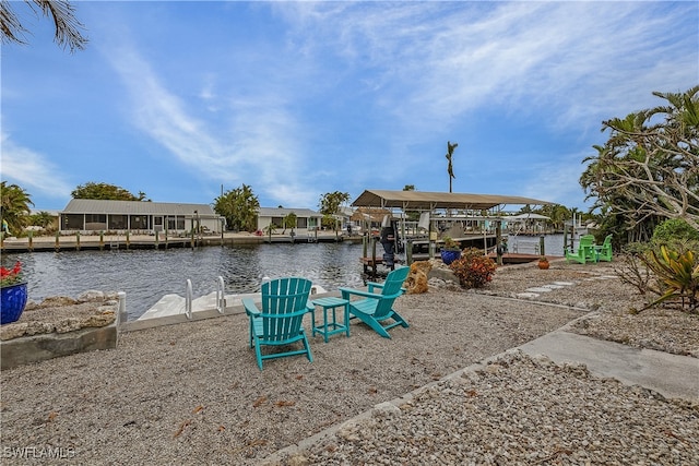 exterior space featuring a boat dock