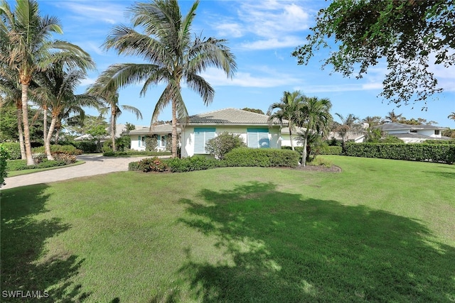 view of front of house featuring a front yard