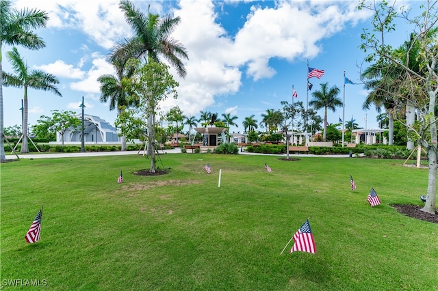 view of community with a lawn