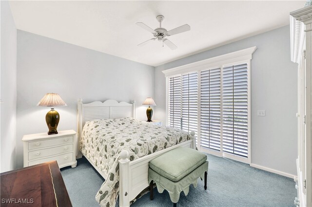 bedroom with carpet and ceiling fan