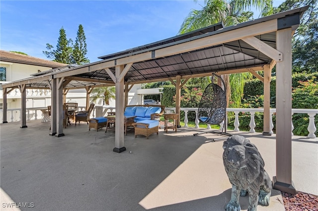 view of patio / terrace with a gazebo and an outdoor living space