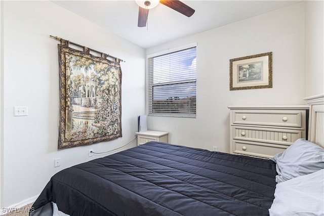 bedroom featuring ceiling fan