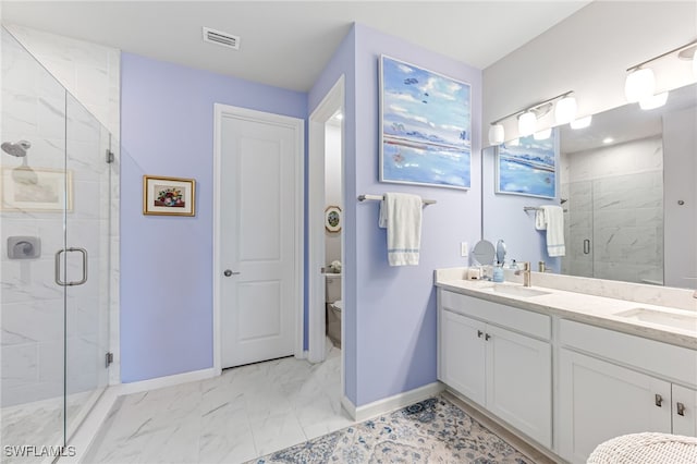 4705 Arboretum Cir Unit 202, Naples, FL 34112 - full bathroom featuring marble look tiles, a stall shower, and double vanity