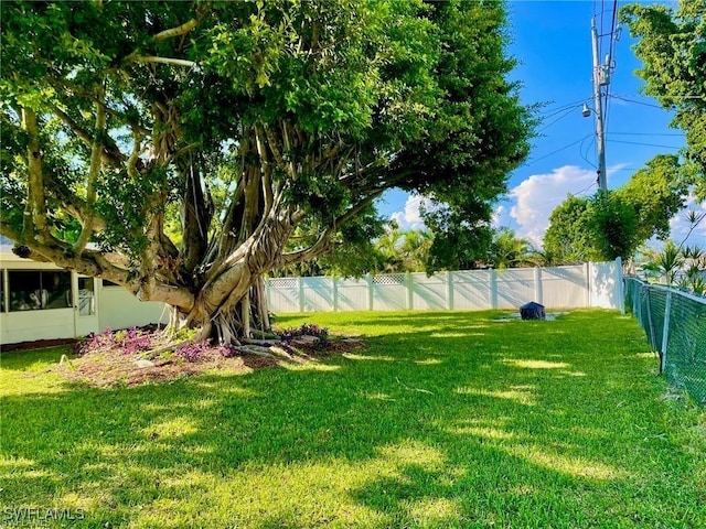 view of yard featuring a fenced backyard